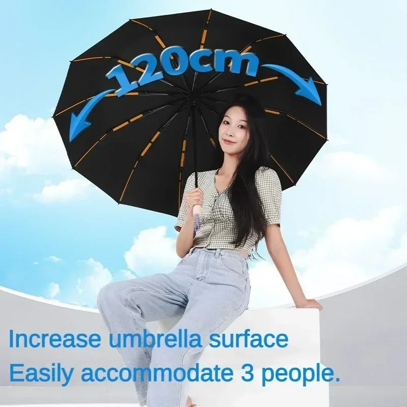 Windproof Strong 168 Bone Automatic Folding Men's Umbrella, Sun UV Shading, Storm-resistant Large Rain Umbrellas Women Parasol