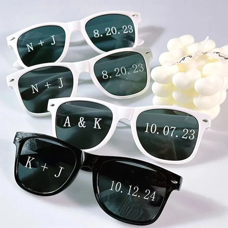 Personalized Bride Sunglasses Party Bachelorette Wedding Favors Bridesmaids Gifts for Hen Destination Name Decals Funky Glasses