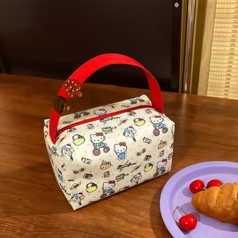 Olá kitty saco de cosméticos grande capacidade organizador de maquiagem de viagem portátil caso de higiene pessoal batom bolsa de armazenamento bonito dos desenhos animados impressão