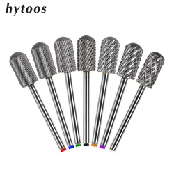 HYTOOS 6.6mm Smooth Top Large Barrel Nail Drill Bits Safety Carbide Bit Milling Cutter For Manicure Remove Gel Accessories