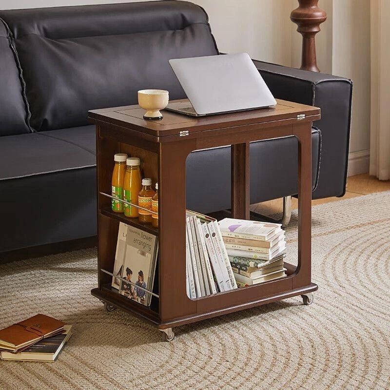 Solid wood folding small apartment dining table and chair set combination rectangular movable coffee