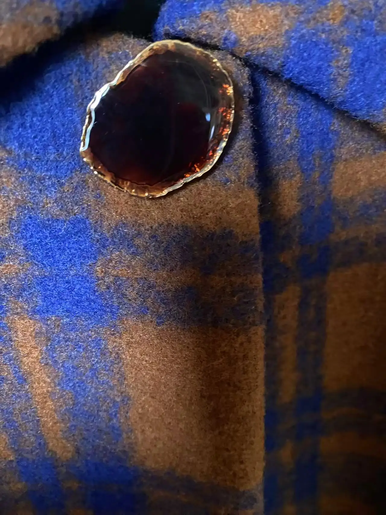 Damen Wollmantel mit Karomuster, Herbst- und Wintermantel aus Retro-Wollmischung, langärmeliger Wollmantel