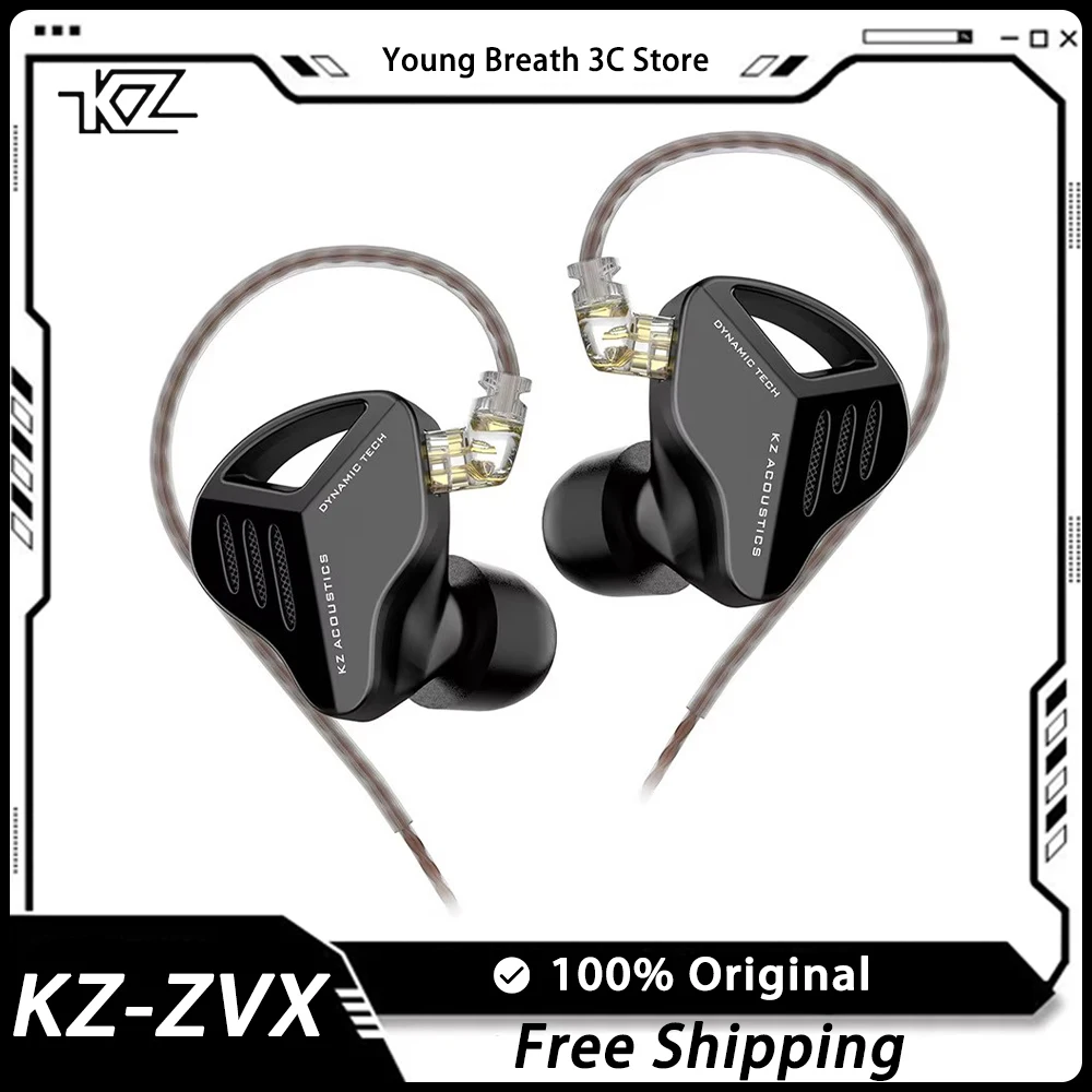 KZ ZVX Earphones Moving Coil In Ear HIFI Monitoring Headphones Motion Noise Reduction Bass Wired Game Headset Customized Gifts