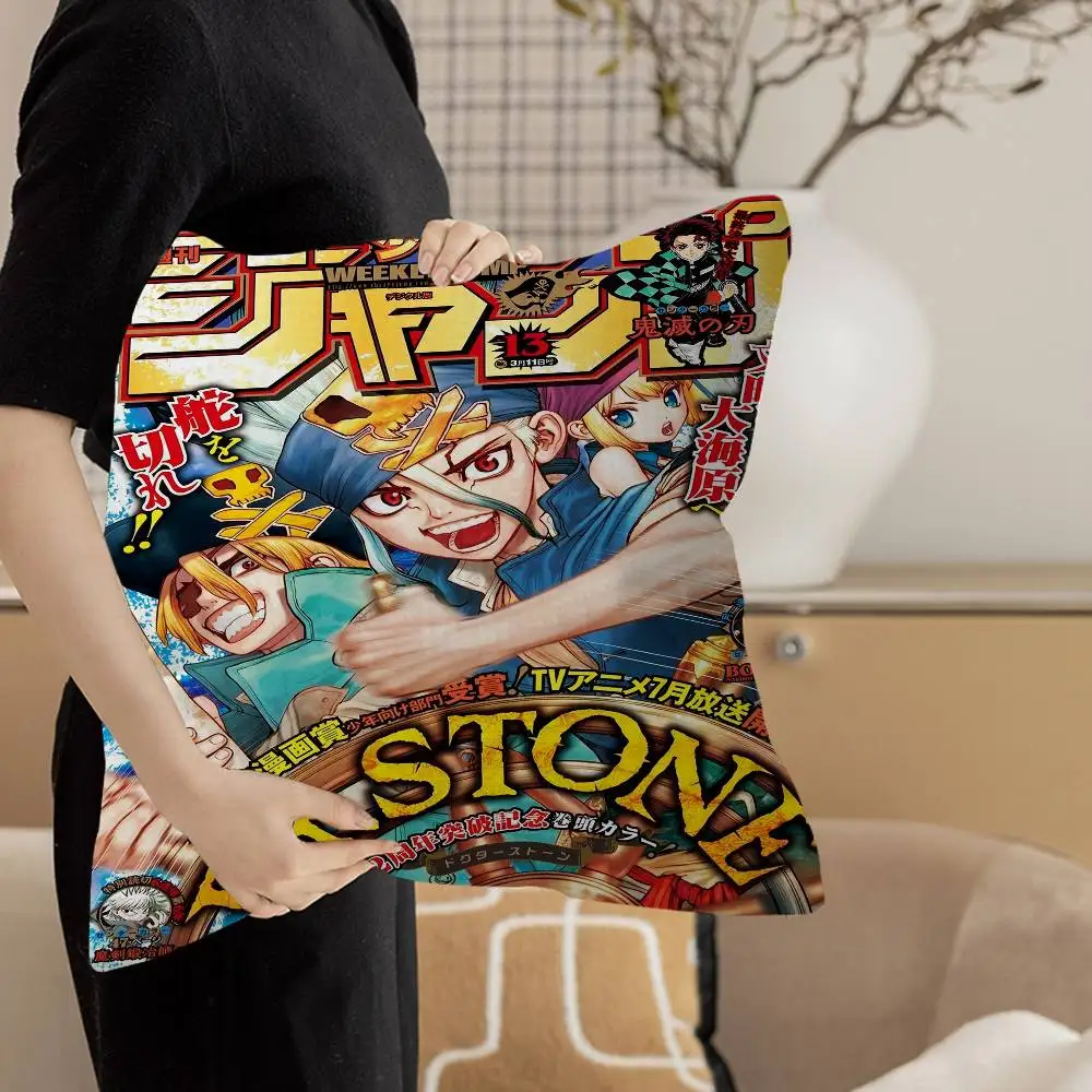 

Vintage Anime Dr S-STONE 45*45cm Cushion Cover Pillow Cover Decor Pillowcase Home Pillowcase For Couch Pillow
