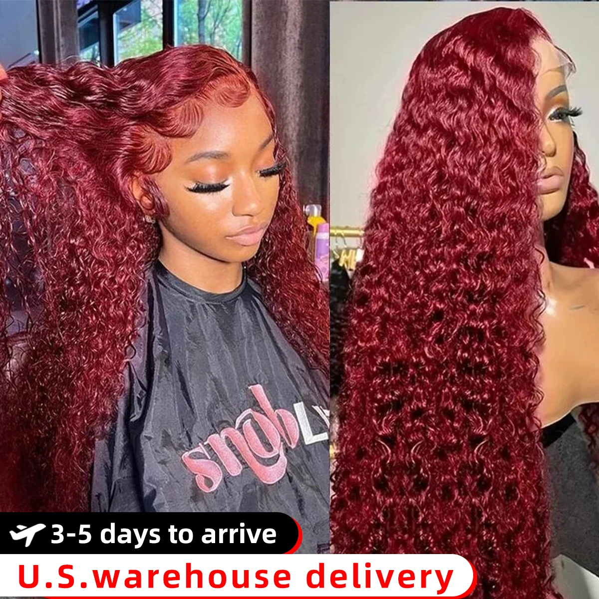 99J Burgundy Deep Wave Lace Front Wigs Human Hair Wigs For Black Women Wet and Wavy Red Colored Curly Human Hair Wig 26 30 Inch