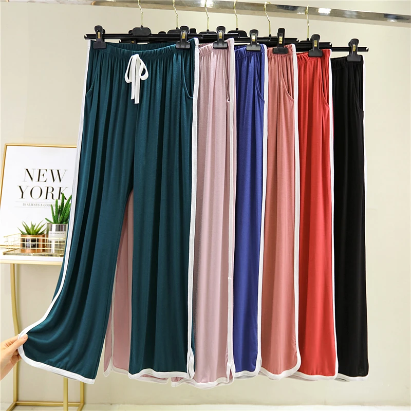

Модальные повседневные брюки с высокой талией, женские летние тонкие широкие брюки, свободные большие размеры, длина до пола, дра, тонкие корейские брюки для поездок на работу и ветер