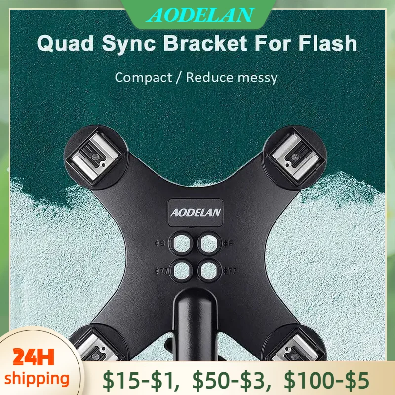 AODELAN-Soporte de Flash para cámara, soporte de sincronización de zapata para Canon, Nikon, Olympus, Panasonic y otros Flashes Speedlite, 4 unidades