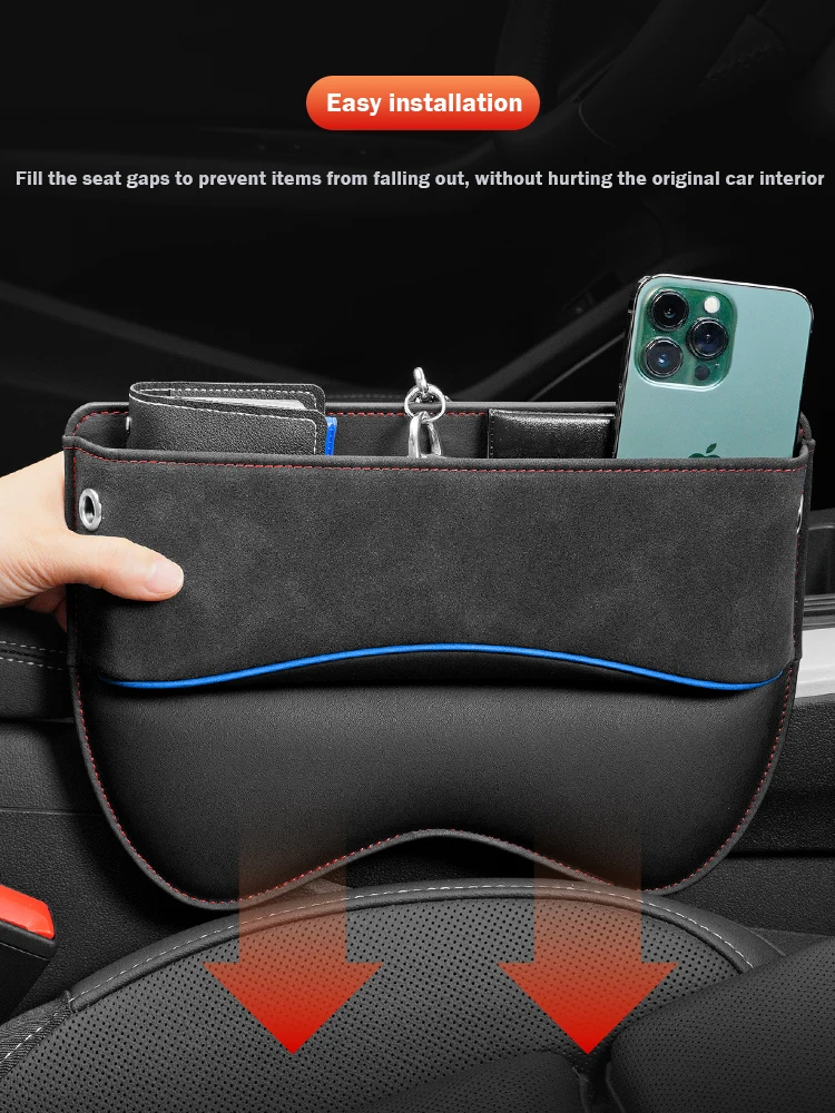 Wildleder Auto Sitz Seite Lagerung Tasche Für Auto Sitz Lücke Füllstoff Organizer Box Leder Auto Spalt Verstauen Ordentlich Innen Teile – Detail 5