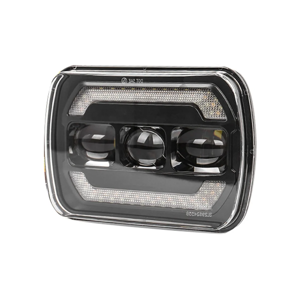 12V LED Headlight for Motorcycle Wrangler Tuning Light Lens 7Inch Square Headlight with Long and Near Light