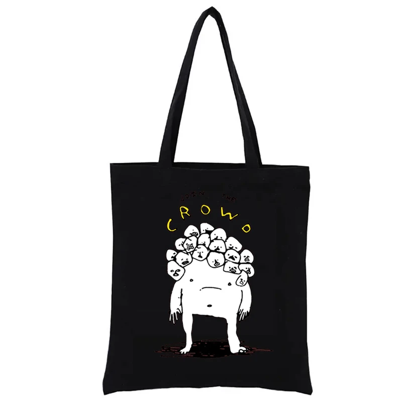 

Join the Crowd Printd Anime Shopping Bags Totebag Women's Handbag Literary Books Bag Woven Tote Shopper Female Handbags Funny