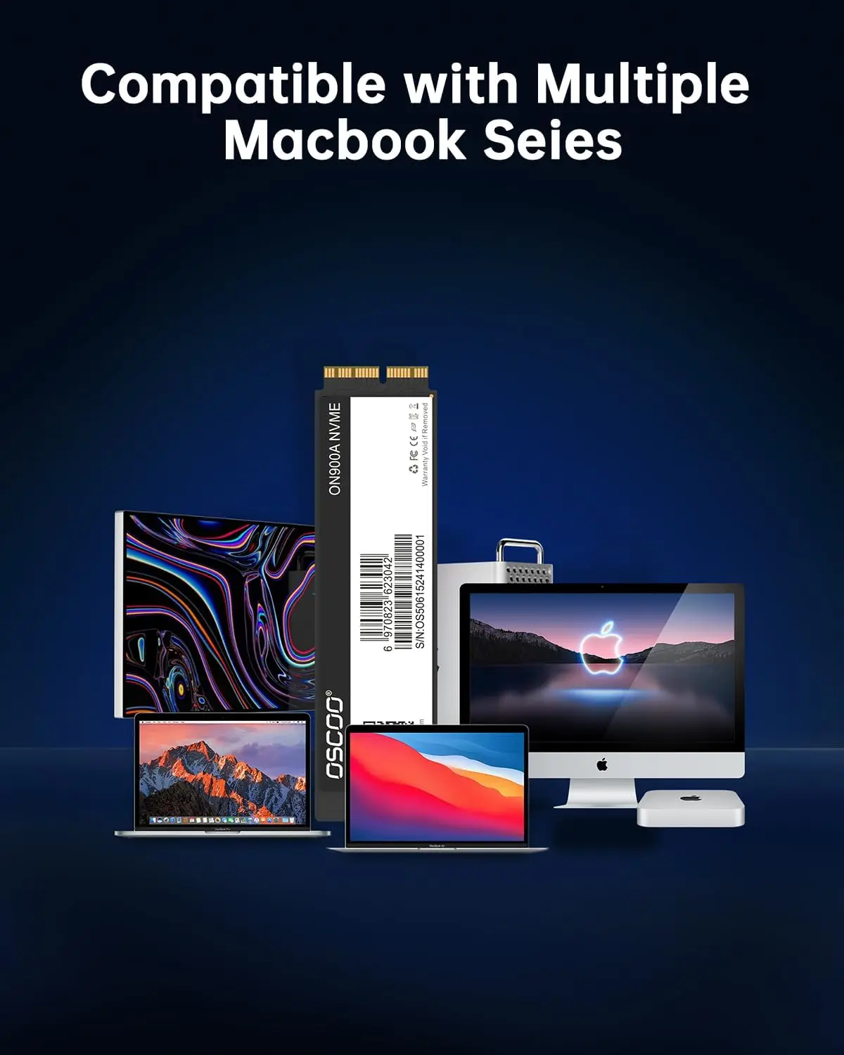 512GB NVMe SSD for MacBook - PCIe Gen3.0x4 Internal Drive, Up to 2100MB/s, Compatible with MacBook Air/Pro, iMac, Mac mini