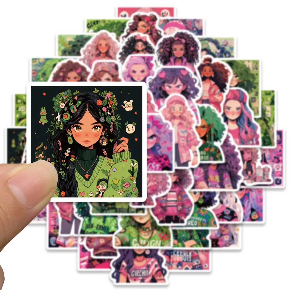 50pcs Cool Cartoon Pop Anime Girls Graffiti Stickers For Laptop Phone Guitar Skateboard DIY Waterproof Vinyl Decals