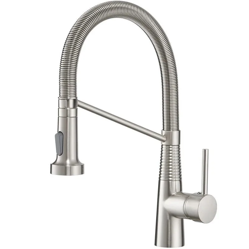 

Dense spring kitchen faucet copper hot and cold water stretching
