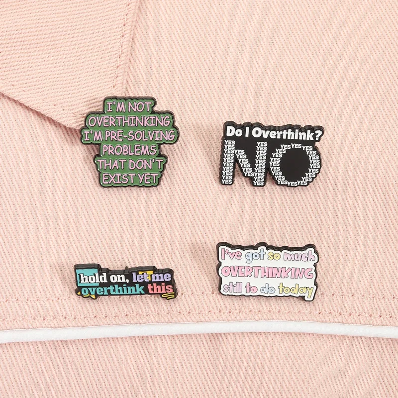 Personal Lettter Enamel Pins Brooches Do I Overthink? Notice Only Love Music ADHD WARNNING Cartoon Funny Text Badge Jewelry Gift
