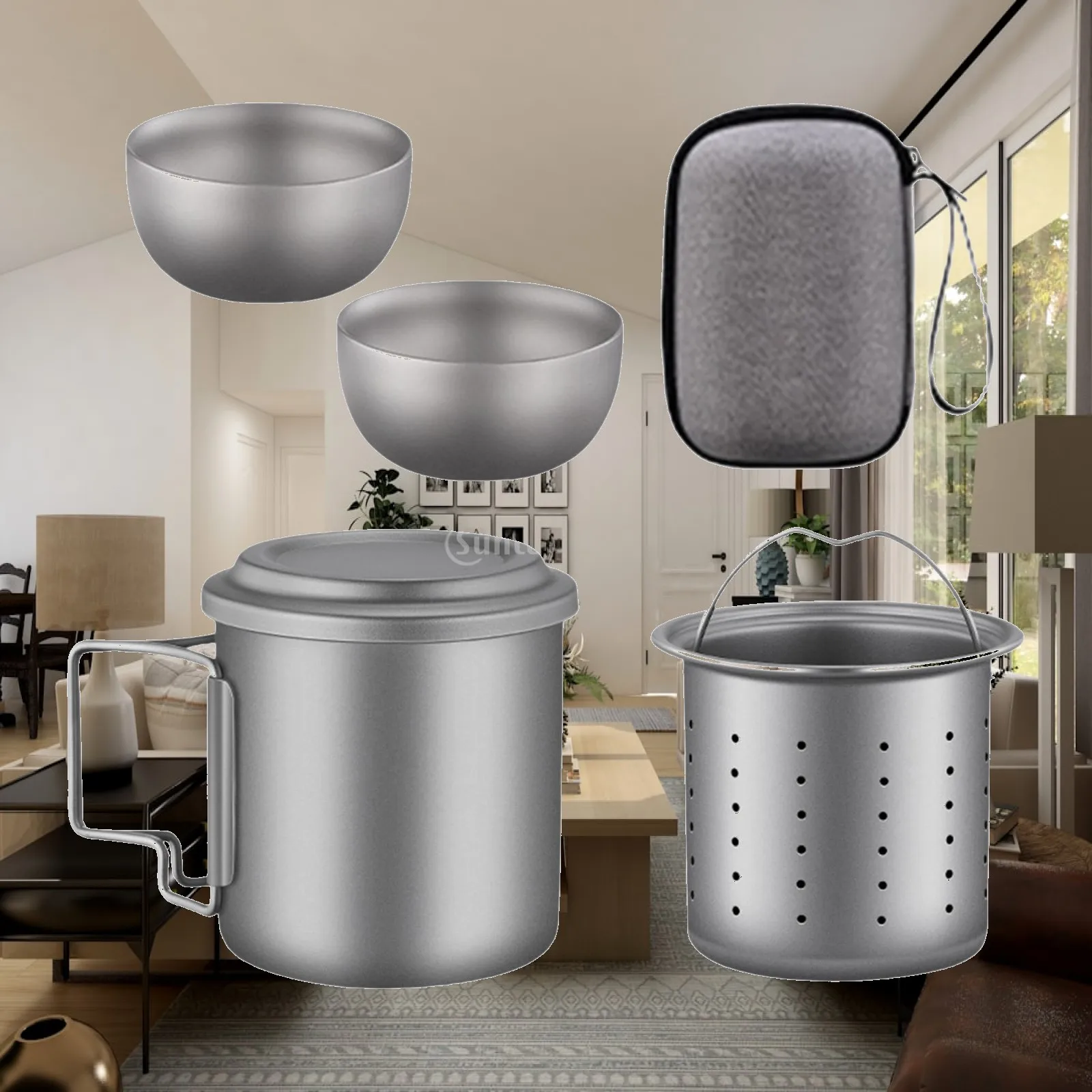 

Titanium Cup Tea Set Travel Cup Portable Drink Cups Water Cup Camping Tea Maker for Home Office Campsite Fishing Backpacking