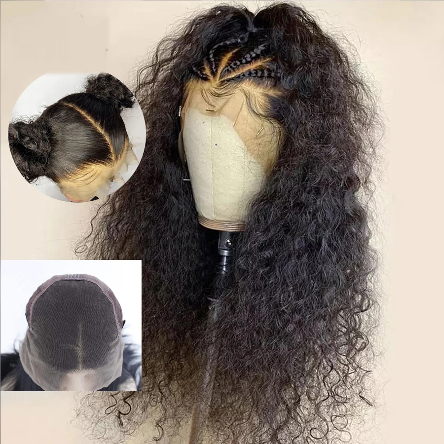 

Kinky Curly 13*6 Deep Part Lace Front Wigs Hair For Women Baby hair PrePlucked Natural Black Hairline Glueless Fiber Cosplay