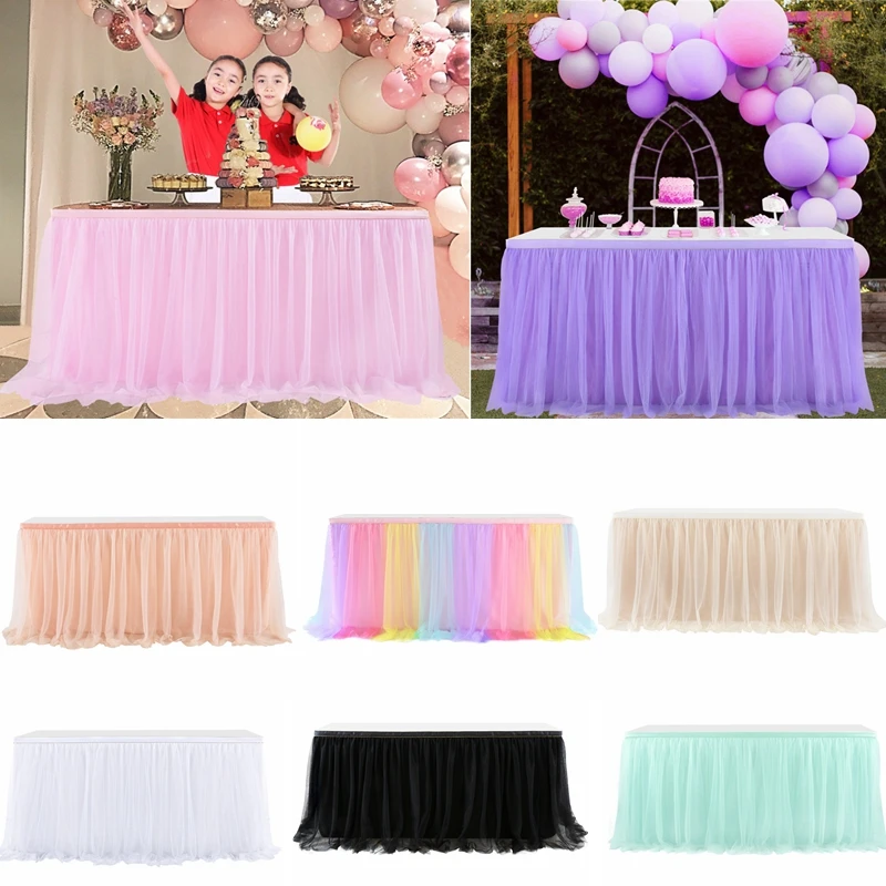 

9FT 77x275cm Table Skirt Birthday Tulle Table Skirting Wedding Party Tutu Tulle Table Skirt Baby Shower Wedding Party Home Decor