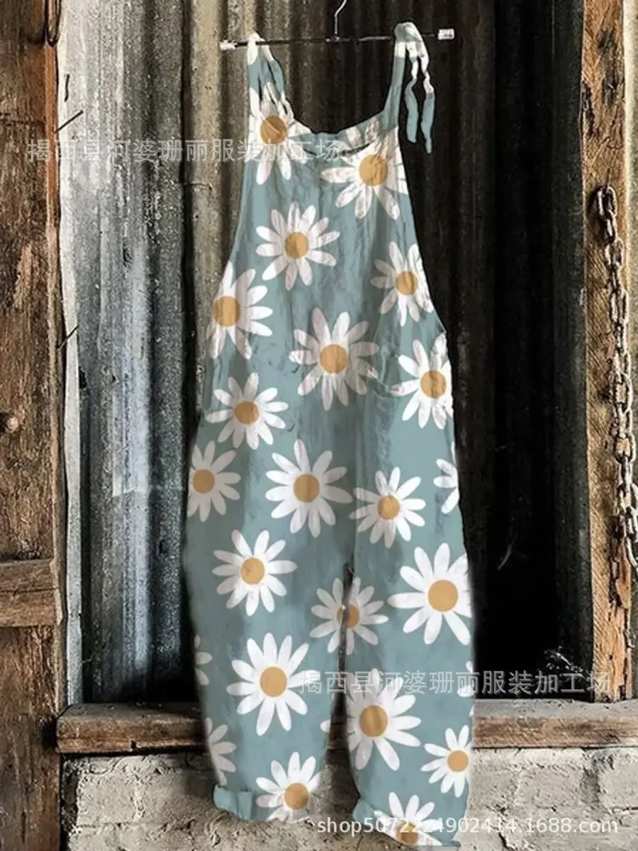 Harajuku Fashion Wide-leg Jumpsuit 2023 Baggy Pants Casual Printing Vintage Jump Suit One-piece Women Summer Oversize Jumpsuits