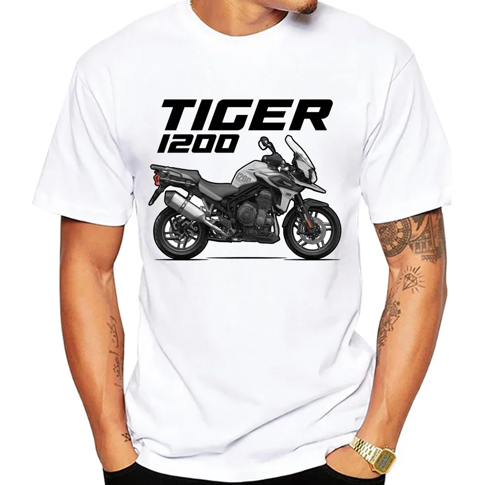 New Summer Men Short Sleeve 800 900 Tiger 1200 Rally Design Cycling T-Shirt Motorcycle Sport Riding White Casual Boy Rider Tees