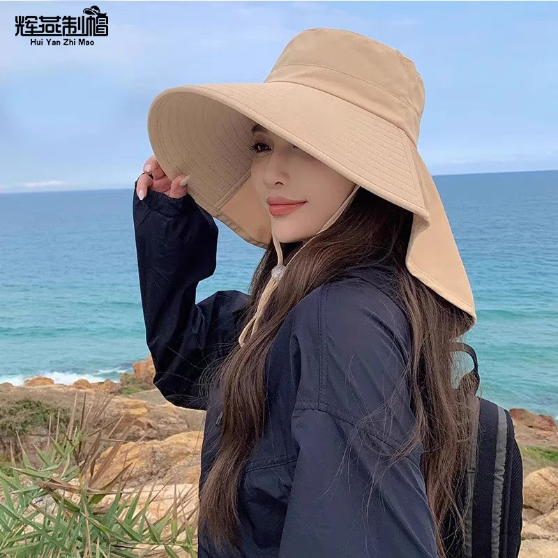 1pc Women Sun Hat Anti Hiking Fishing Hats Wide Brim Foldable Summer Beach Hat with Neck Cover Outdoor Visor Caps - view 5