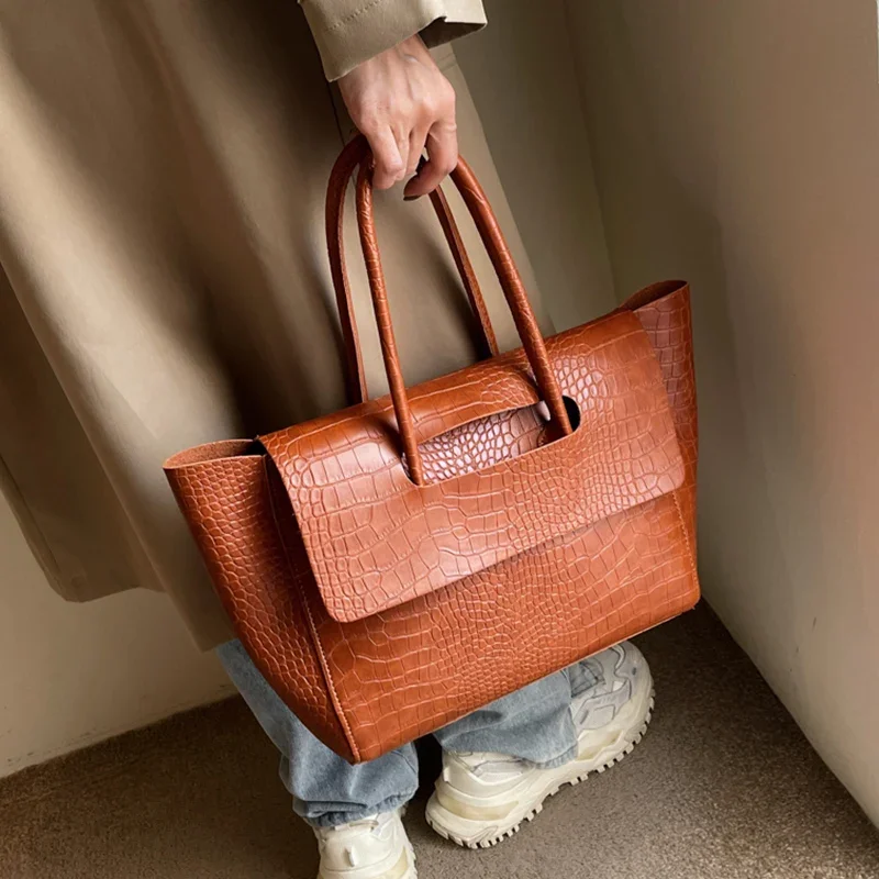 תנין יוקרה דפוס פו עור מעצב אופנה נשים נשים תיק תיק העליון ידית תיק כתף אישה totes