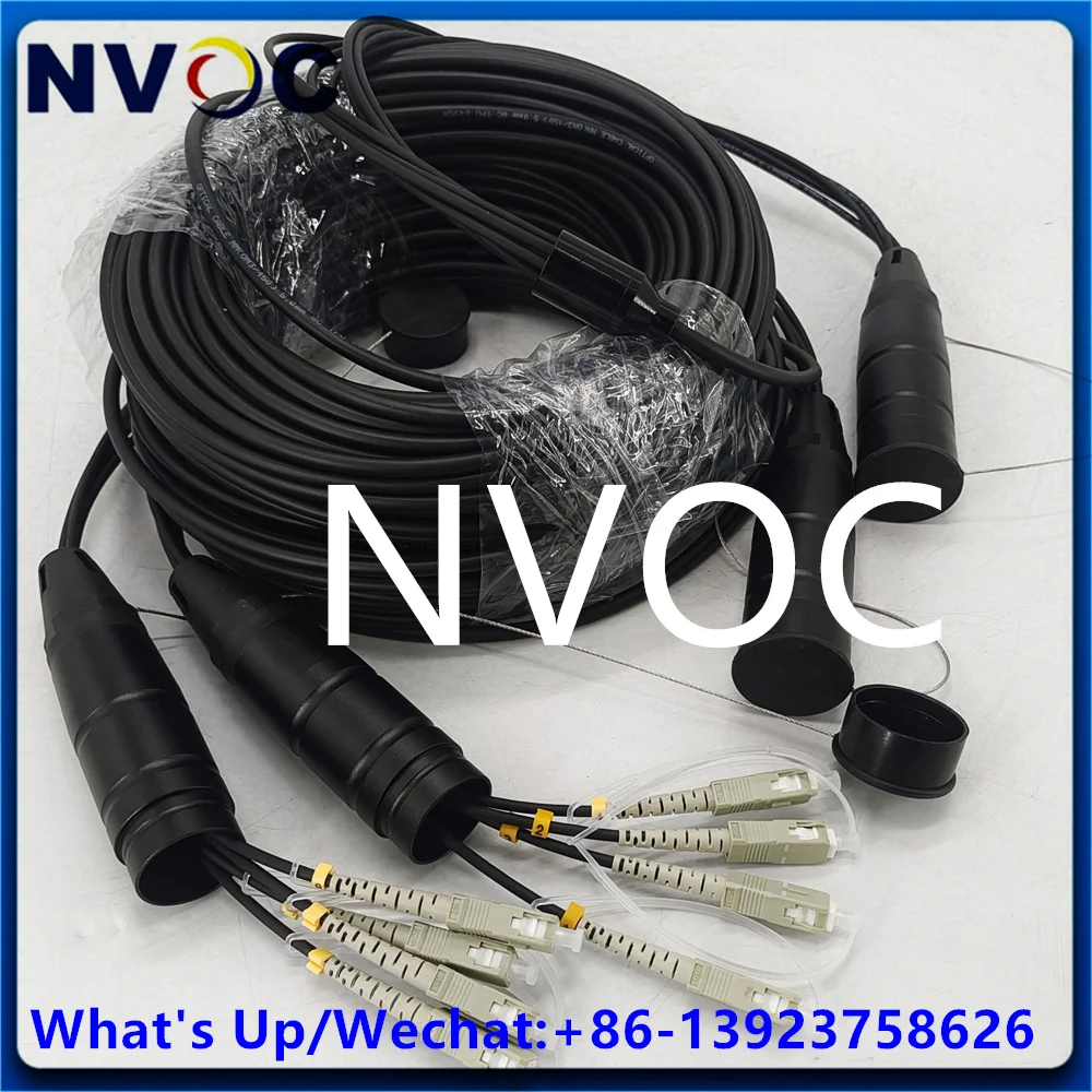 8C 120M OM1 OM2 50/125 62.5/125 PDSC/ST/FC/LC Outdoor Waterproof 8Core MM Multimode Armored Fiber Patch Cord Cover Connector