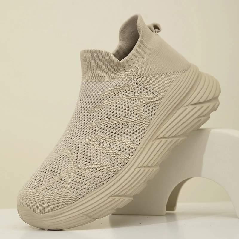 Summer Men's Running Shoes Comfortable Slip on Sneakers Man Socks Shoes Lightweight Knit Breathable Casual Outdoors Sneakers