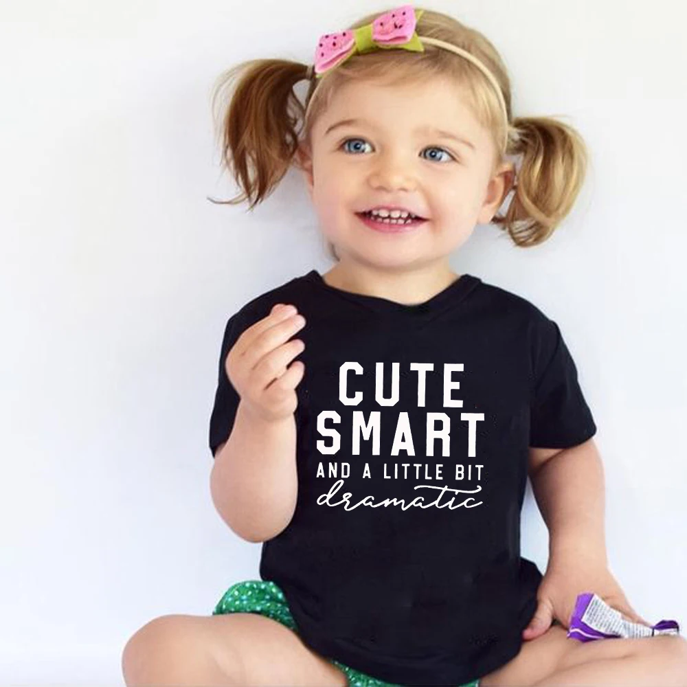 Cute Smart and A Little Bit Dramatic Shirt Cute Toddler Shirts T-Shirts Girls Boys Trendy Kids Clothes Outfits Gifts for Kids