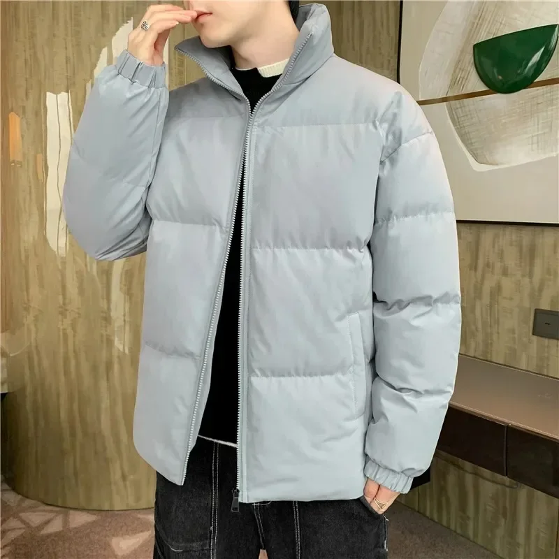 Winter Jacket Men Parkas Thicken Warm Coat Mens Stand Collar Jackets Solid Color Parka Coats Women Korean Fashion New Streetwear