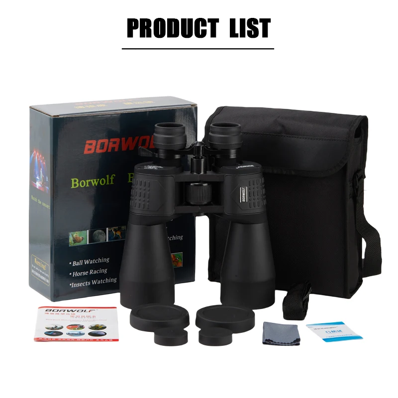 BORWOLF 15-450X60 Binoculars Telescope HD Light Night Vision Bak4 Prism Professional Zoom Powerful for Hunting Bird Watching