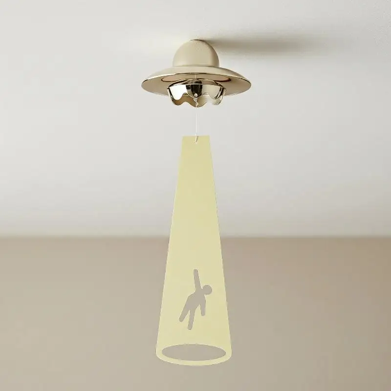 UFO Alien Abduction Wind Chime Low Maintenance Glowing Shadow Effect Hanging Decor for Home Yard Patio Garden Use