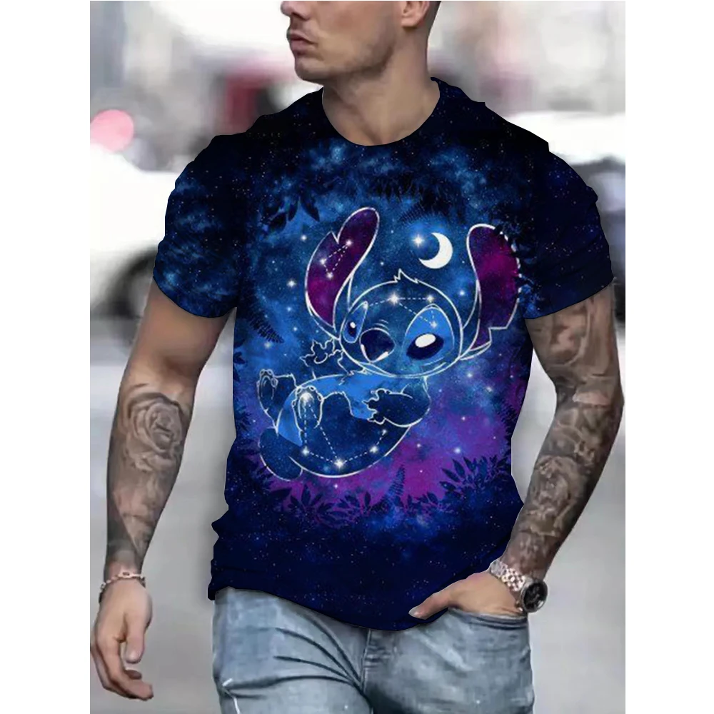 Cartoon Disney T-Shirts Lilo und Stitch Kawaii Anime 3D Print Street Männer Frauen Mode Übergroßen T Shirt Kinder Tees Tops