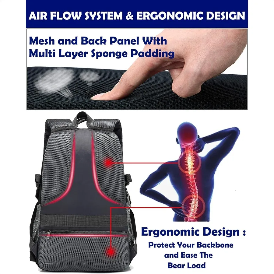 Zaino Bookbag per laptop universitario da viaggio per laptop fino a 15,6 pollici con porta di ricarica USB Regalo antifurto multiscomparto