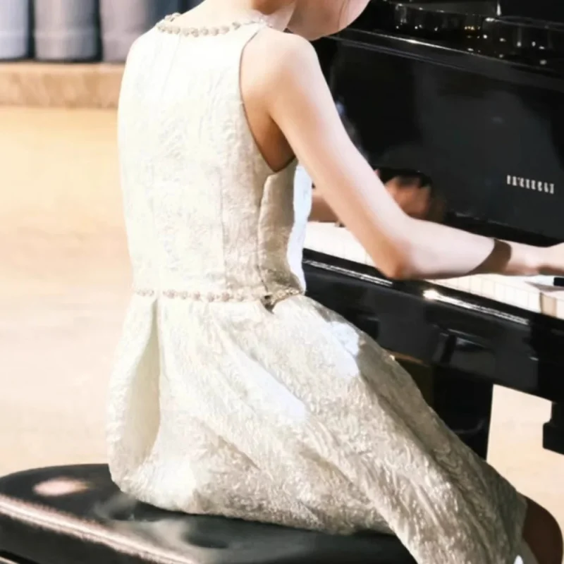 Girls' Large Children's Piano Host Princess Dress Violin Performance Recitation Evening Dress Elegant Long Style