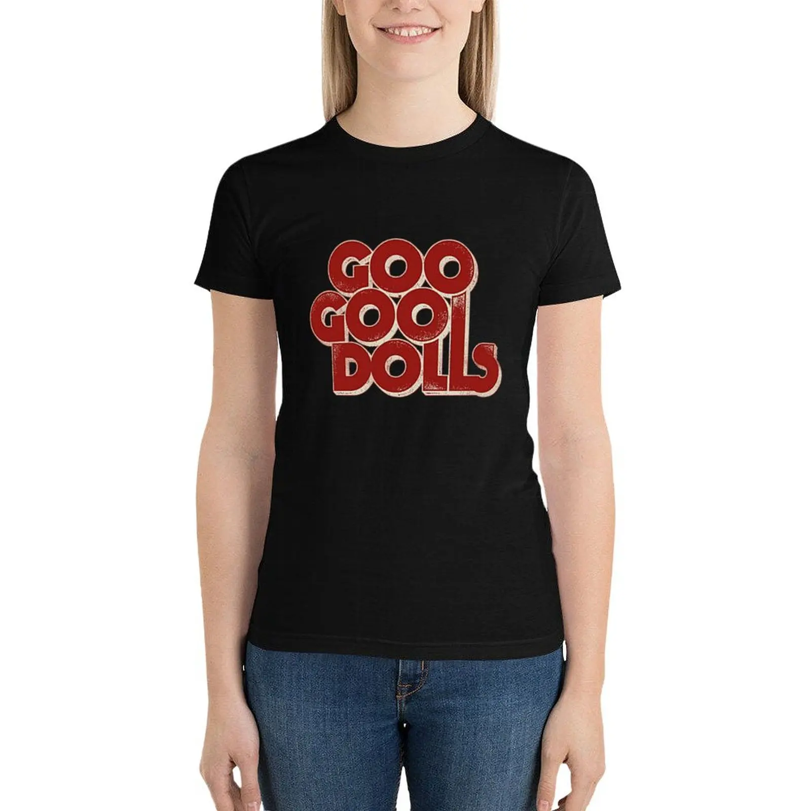 

blackwhitereddesign goo goo dolls logo T-Shirt animal print shirt for girls Aesthetic clothing female summer tops Woman clothing