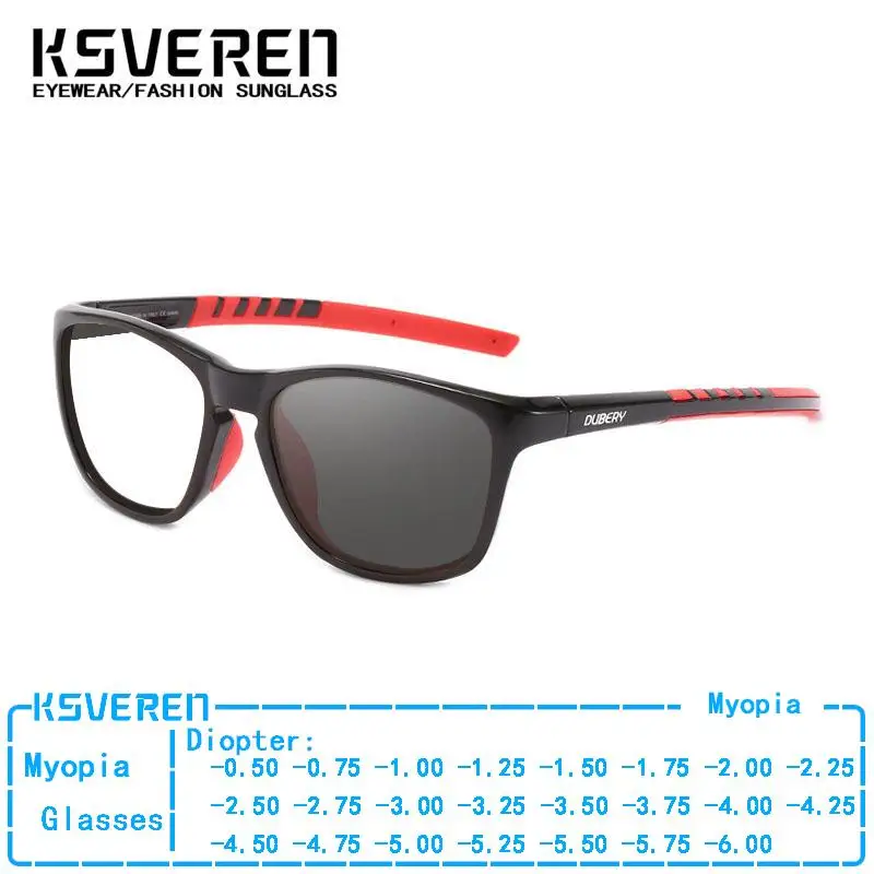 

Sport Photochromic Myopia Glasses Men Square Prescription Optical Eyewear Outdoor Color Changing Nearsighted Eyeglasses -1.5