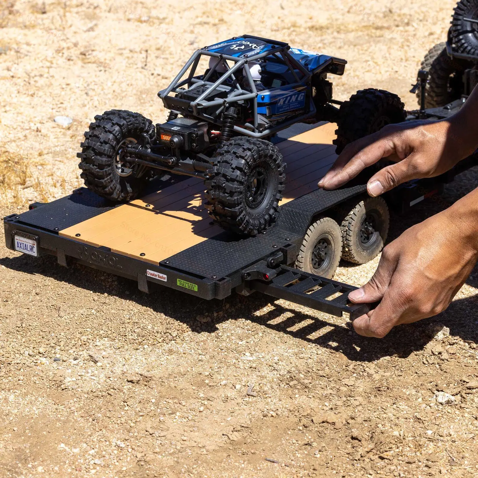 AXIAL 1/10 SCX10 Axial Tandem Axle Flatbed Transport Trailer Crawler Off Road Hobby Remote Control Car Rc Enthusiasts check in