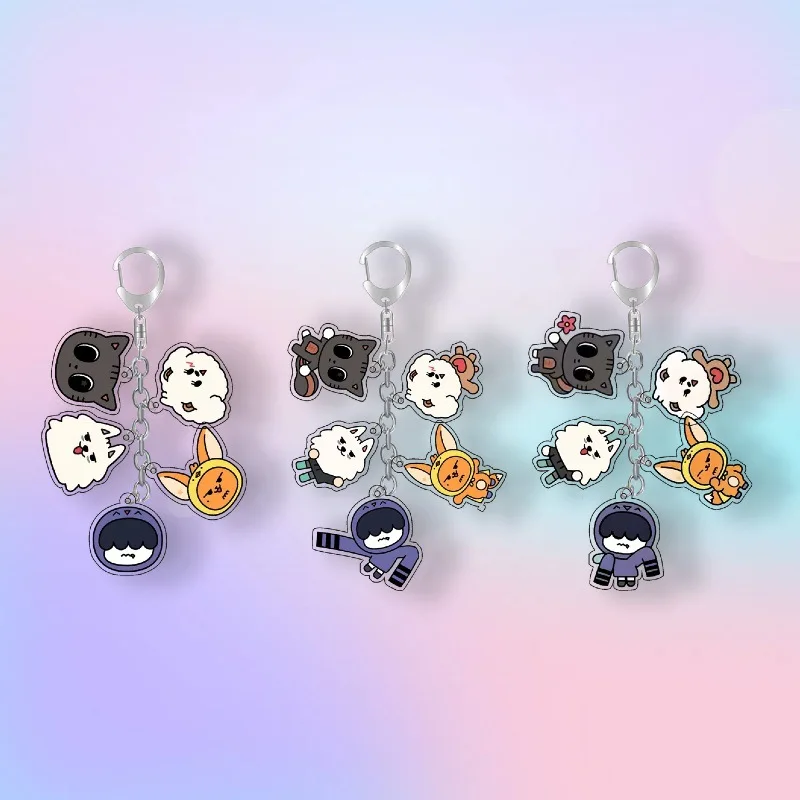 KPOP SOOBIN YEONJUN Cartoon Long Chain Kerying Pendant TAEHYUN HUENINGKAI BEOMGYU Acrylic Keychain Bag Accessories Fans Gift