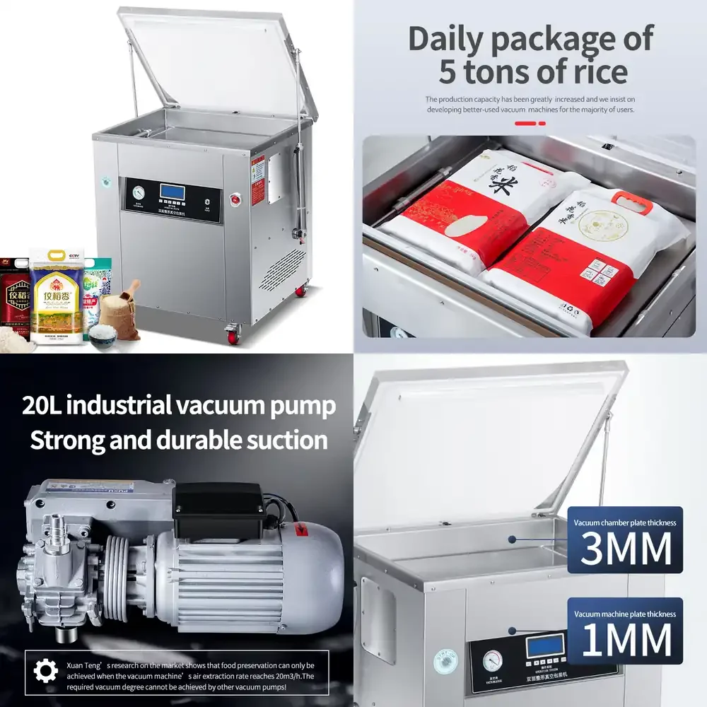 Low Price Factory Industrial Food Rice Vacuum Packaging Machine Automatic Double-sided Shaping Large Vacuum Sealing Machine