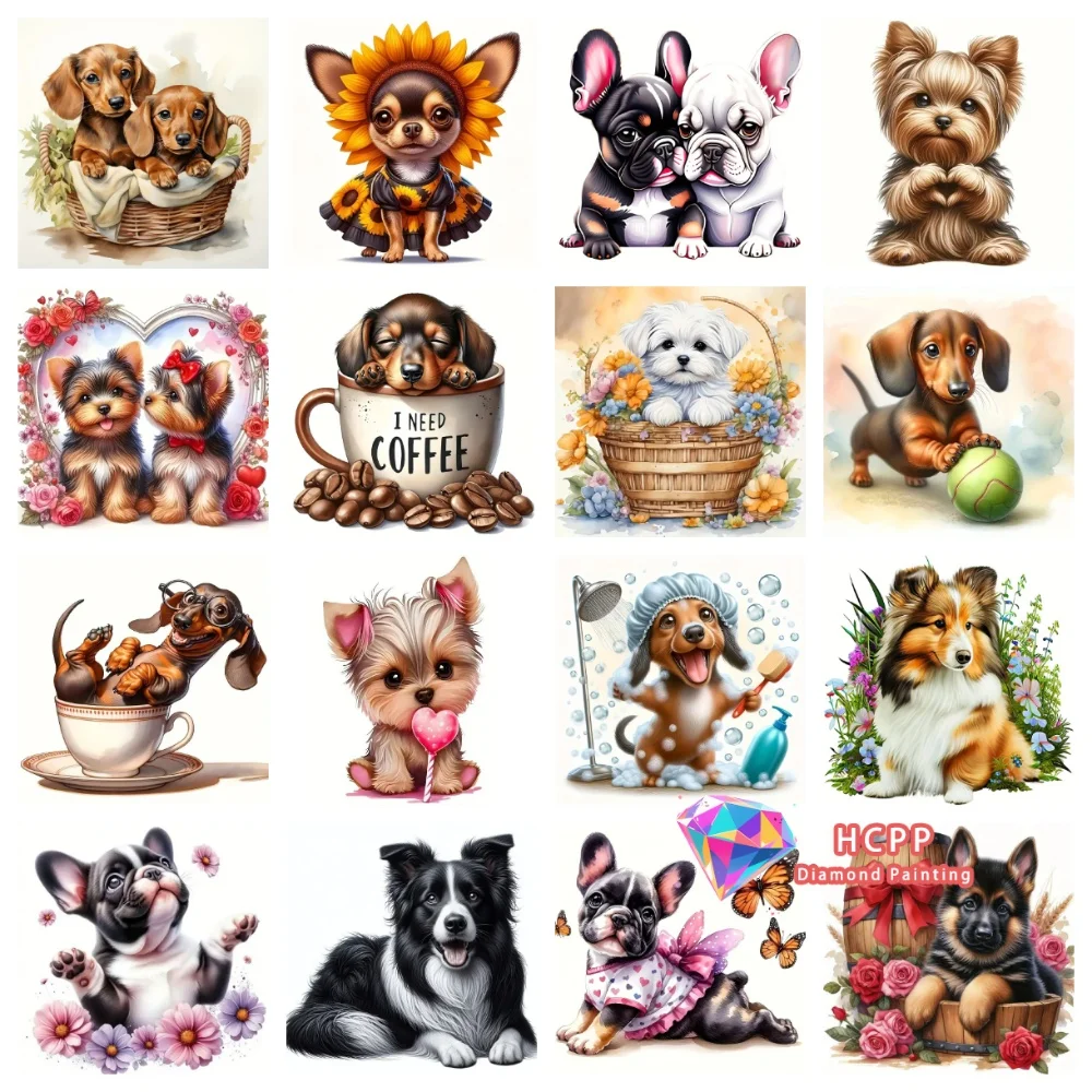 Hund Tier Diamant Malerei Set Quadratische Runde Diamanten 5D DIY Mosaik Kreuzstich Handgemachte Kunst Erwachsene Exquisites Geschenk Heimdekoration