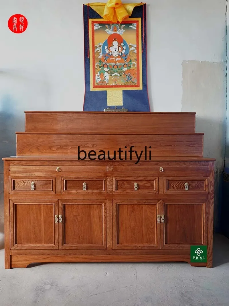 

ss C Tibetan casket three-layer table, painted gold, wood color customization, solid wood table
