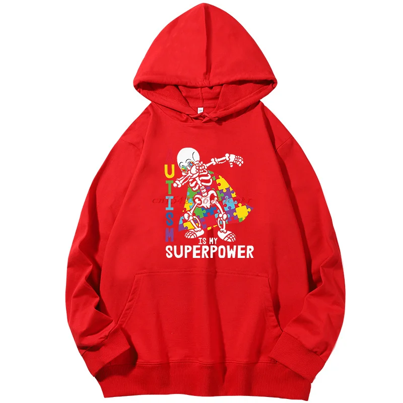 التوحد هو بلدي القوة العظمى الهيكل العظمي مضحك الجرافيك هوديس البلوز جديد في هوديس بلوزات ربيع الخريف الرجال الرياضة البلوز #5