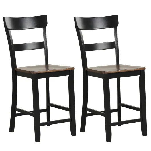 

Dining ChairsStylish Black Bar Stool Set of 2 with Solid Rubberwood Frame for Modern Farmhouse Dining