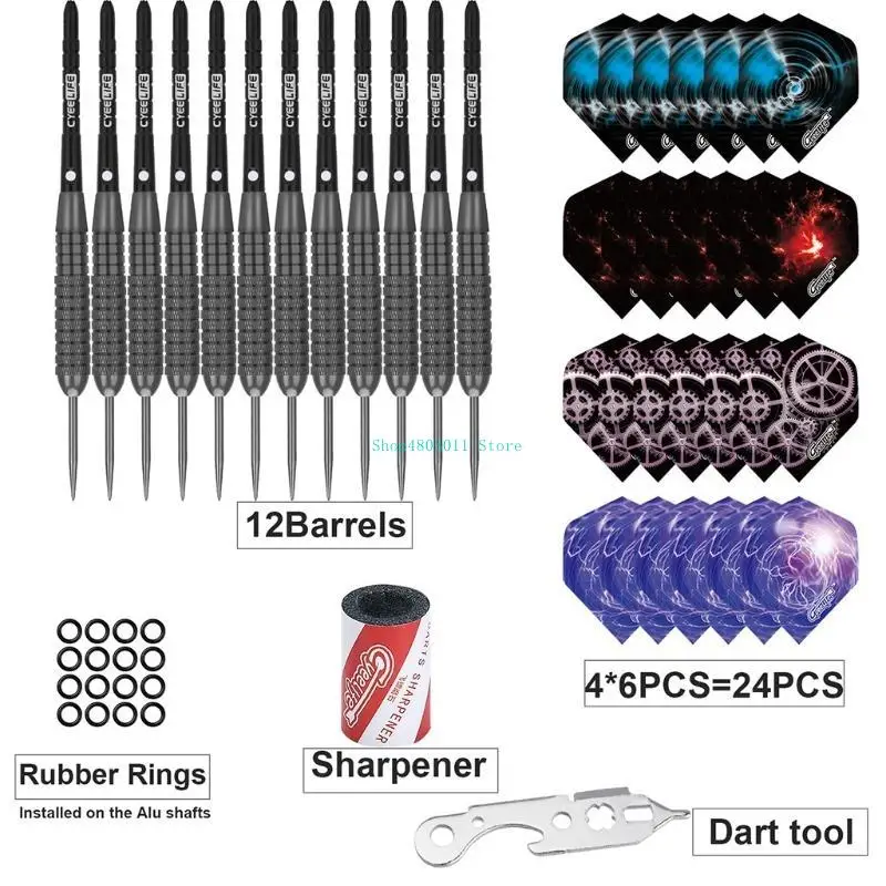 

T3LD 12pcs Steel Tip Darts set 22g Professional Hard Steel Barrel Shafts Flights