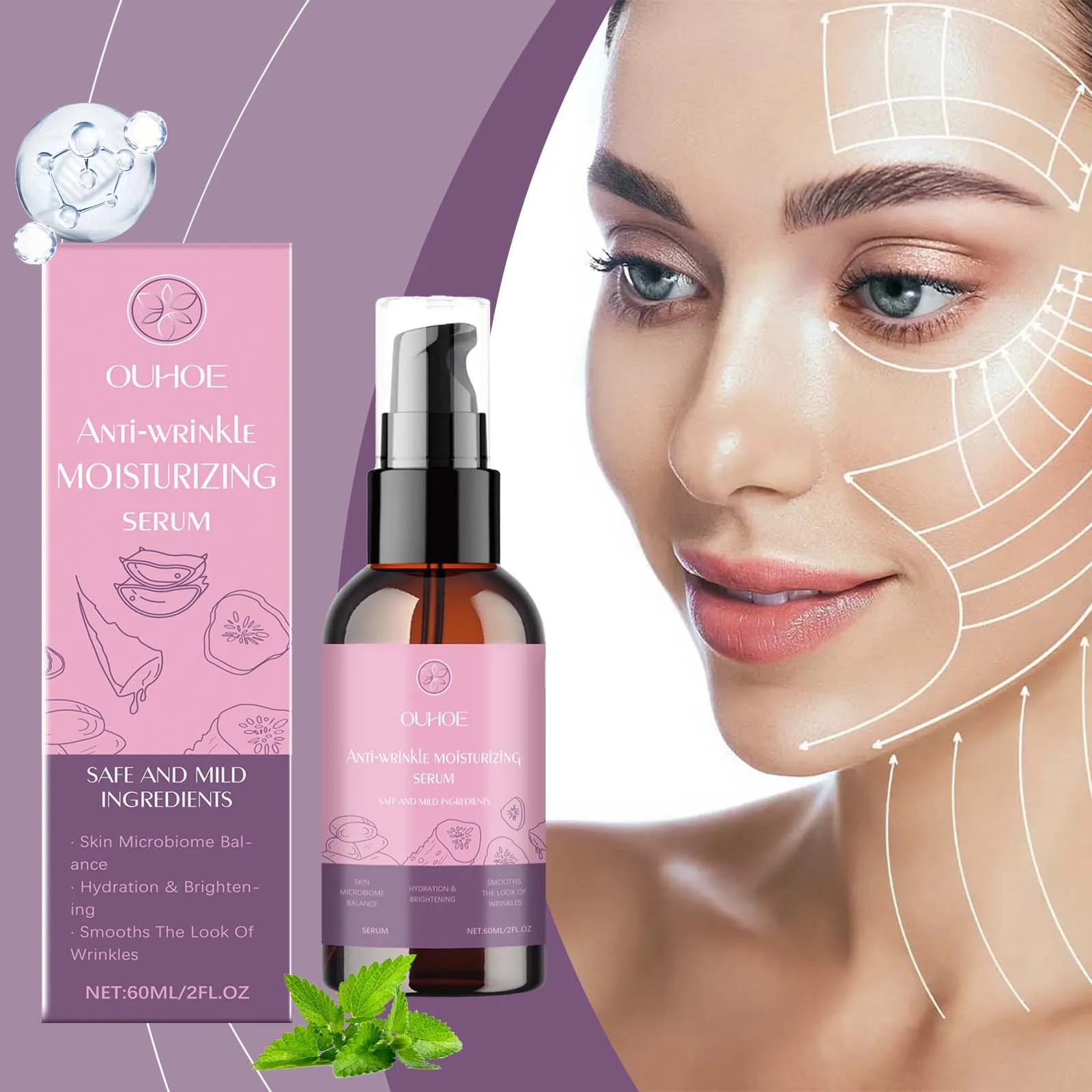 OUHOE Moisturizing Essence Hyaluronic Acid Vitamin Essence Moisturizes and Cares for the Facial Skin Soft and Moisturized
