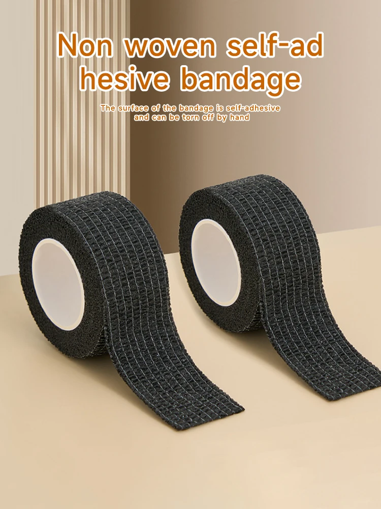 1–50 Stück selbstklebende elastische Bandage, 2,5 cm x 4,5 m, schwarze Sport-selbstklebende Gaze ​ für Handgelenk, Knie, Finger, Verstauchungen, Schwellungen, Schutz