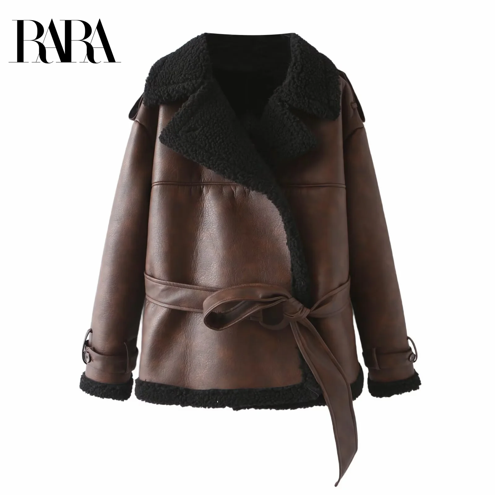 

RARA2025 new winter women's clothing casual fashion simple temperament lapel versatile long sleeve loose comfortable jacket