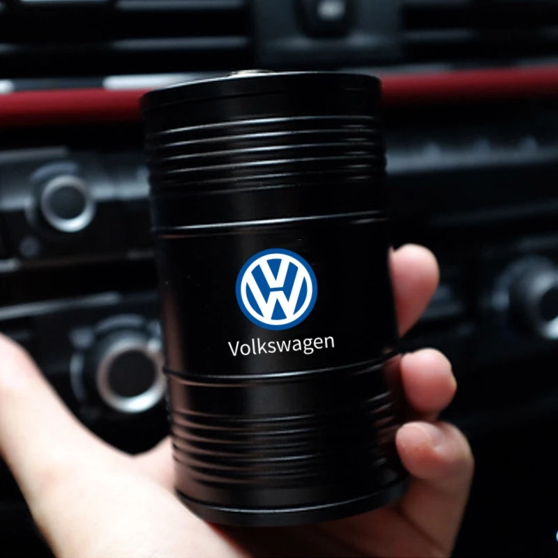 Aluminum Alloy Car Ashtray Container Oil Barrel Shape For Volkswagen VW Jetta Polo T4 T5 T6 Sharan Touareg Gol T-Cross Touran