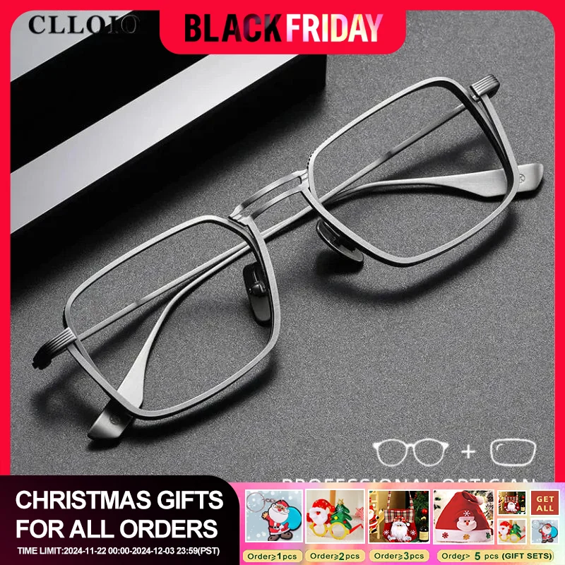 CLLOIO Pure Titanium Blue Light Blocking Men Kacamata Baca Handmade สายตาสั้นกรอบแว่นตา Photochromic แว่นตา