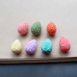 10Pcs  12 14mm Artificial Coral beads Drop shape Carving Flowers Beads Cabochon Charms Multi-color for Earring Necklace making